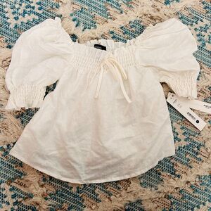 Aqua Girls Linen Blend Off Shoulder Top